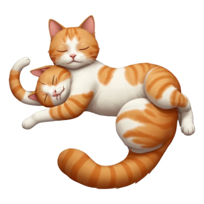 ginger and white small cat in funny positions upside down with eyes closed sticker