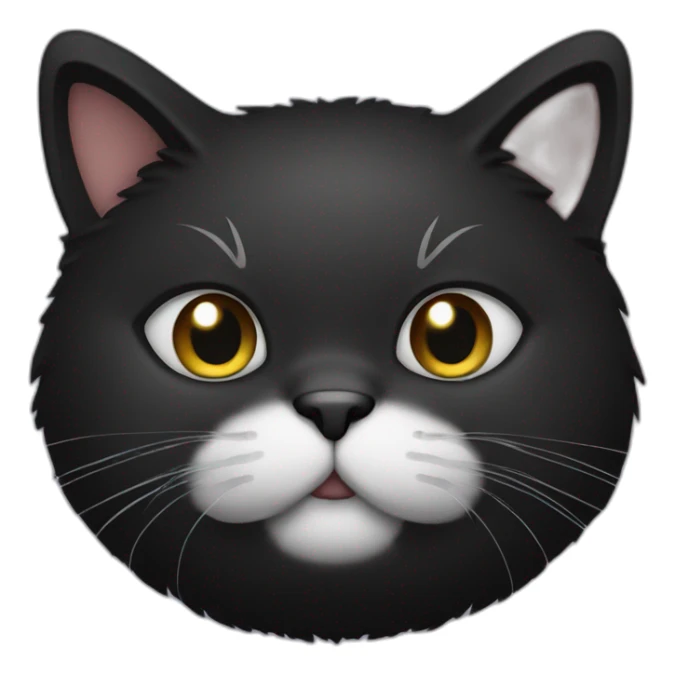 fat furry all black no white cat sticker