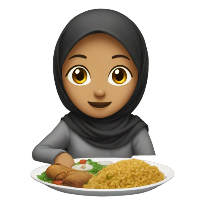 A muslim girl eating ramdan food sticker