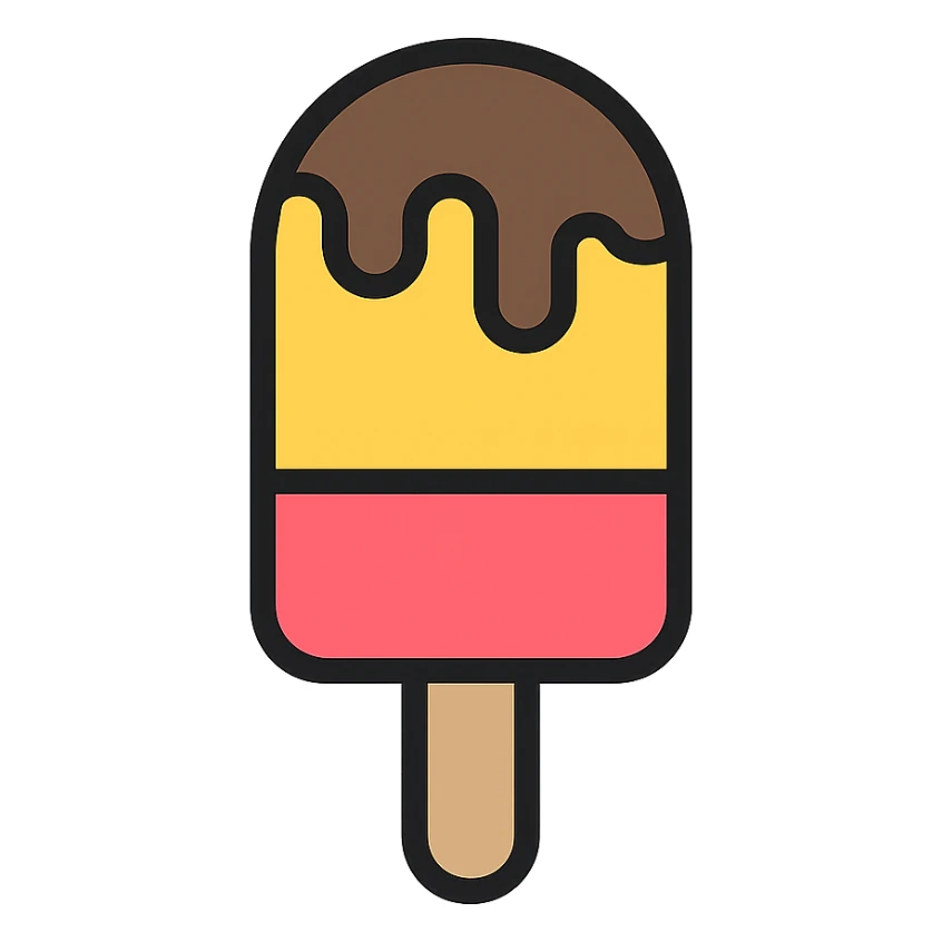 ice cream, flat color icon style, bold colors, minimal shading, clear silhouette, modern look sticker