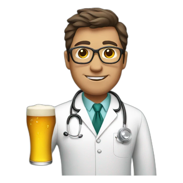 Doctor with beer sticker