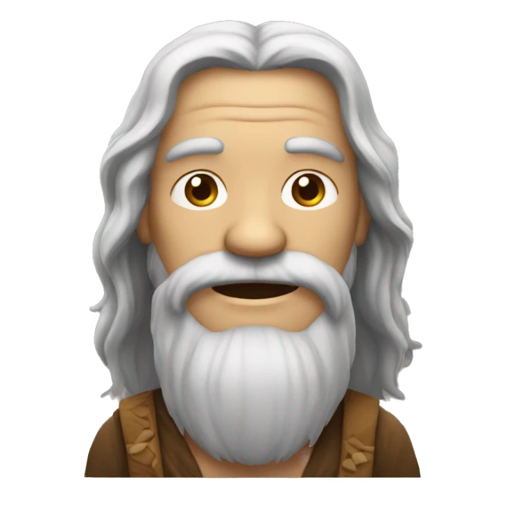 old hippie with long dark hair and a short beard no glasses sticker