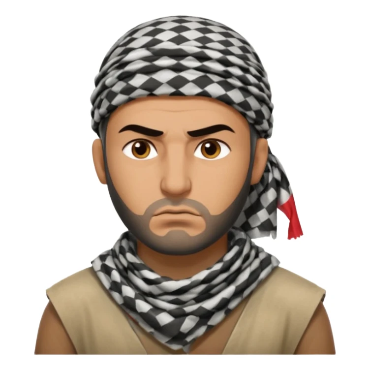 an angry Iraqi, in profile, chest-high sticker
