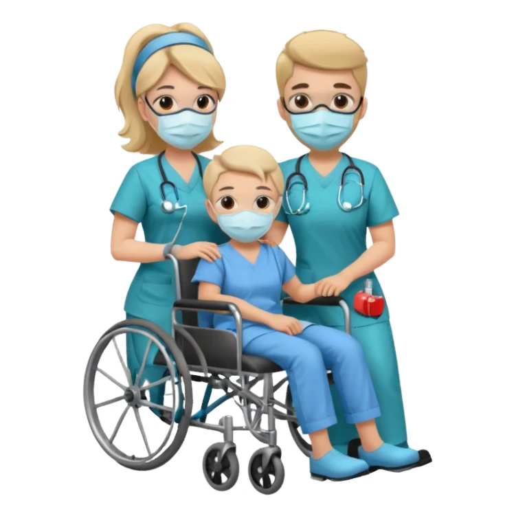 a nurse is taking care of a person in wheelchair sticker