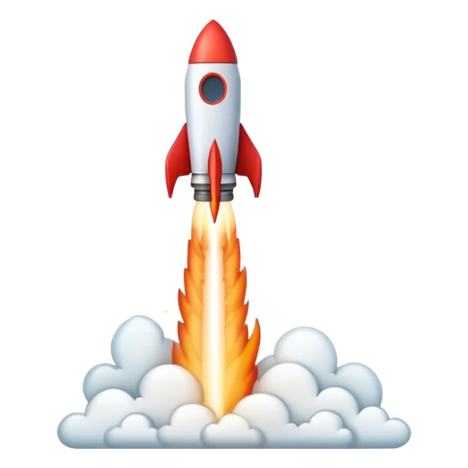 Minimalist emoji of a growth graph ending with a small rocket taking off sticker
