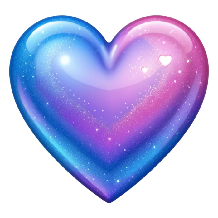 glitter heart with tri-color blue, pink, lavender sticker