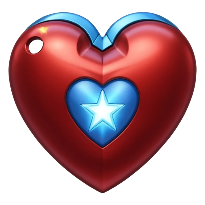 A red Iron Man heart with a glowing blue star in the center sticker