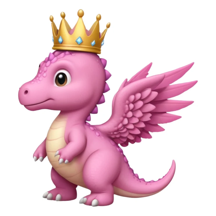 pink baby dinossaur with wings with a crown side view sticker