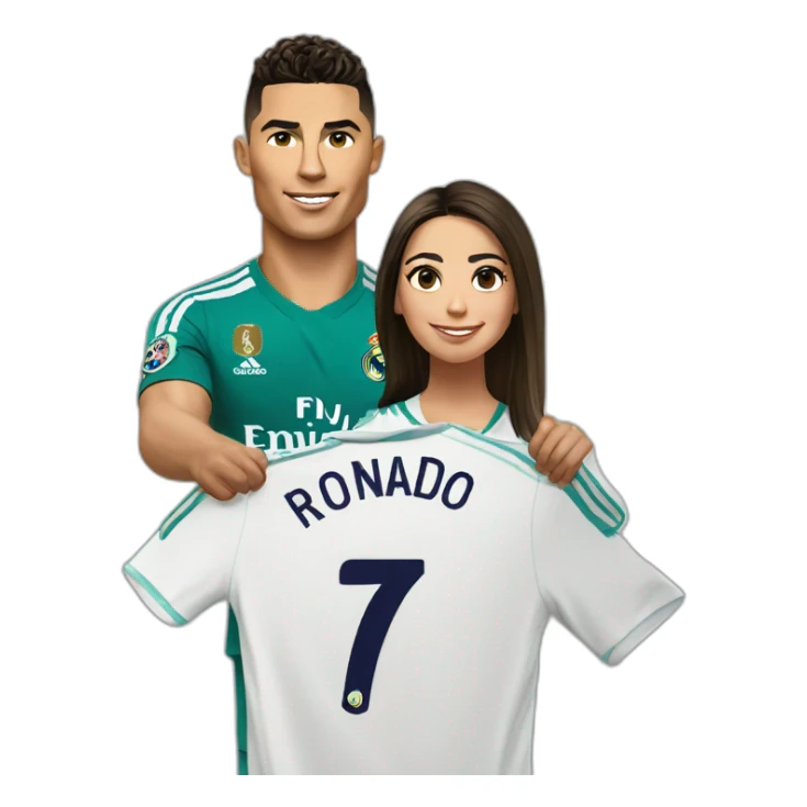 Ronaldo with real madrid shirt with georgina sticker