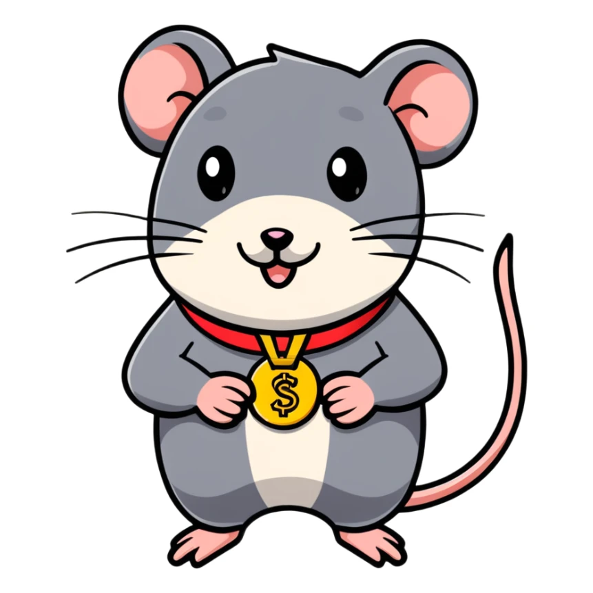 rat with a gold medal and ribbon sticker