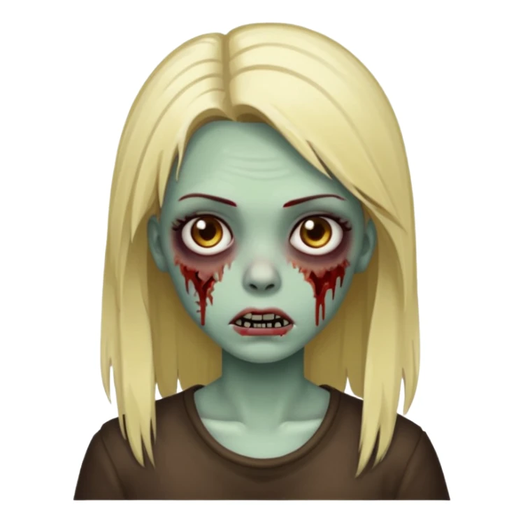 faça uma menian zumbi com o cabelo liso castanho escuro com algumas mechas loiras sticker