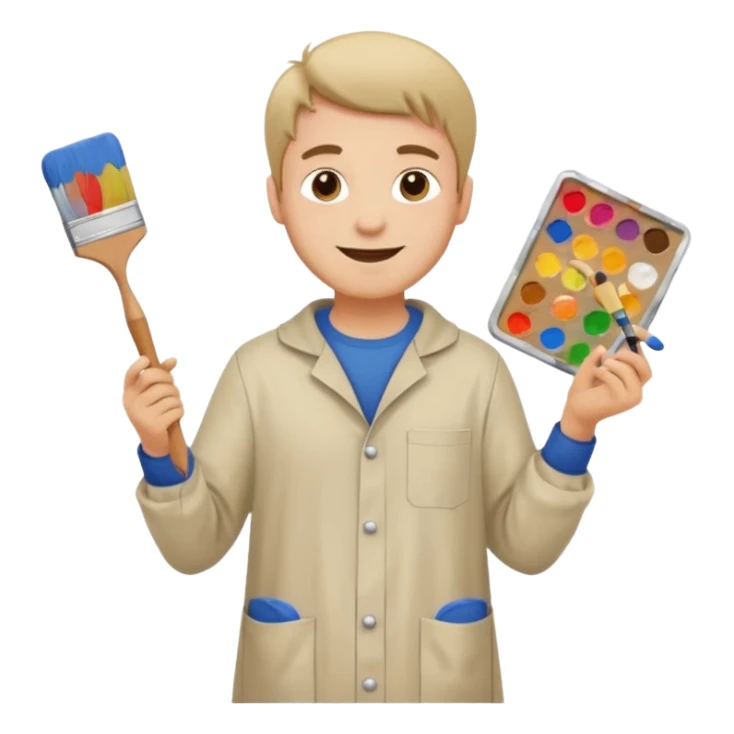 happy man painting a picture full body sticker