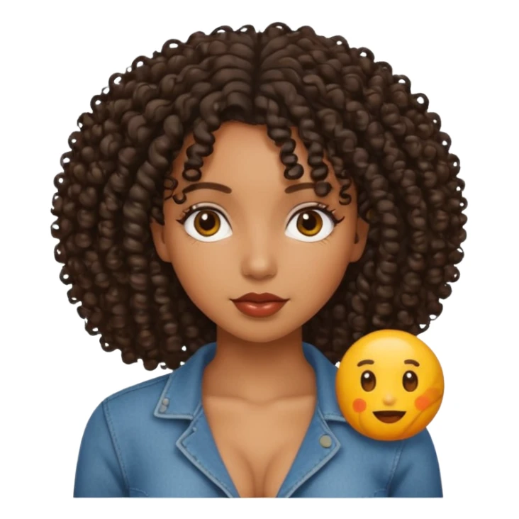 Black girl with curly hair with big bobs sticker