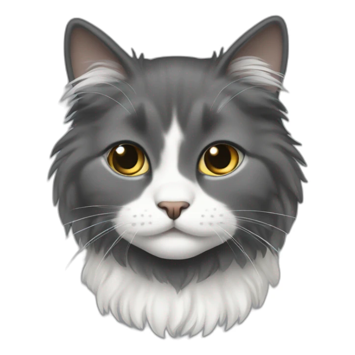 spenny boy cat dark gray and little white long haired cute sticker
