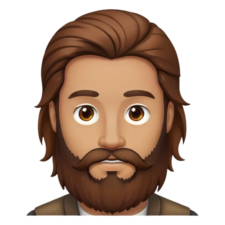man long brown hair and beard sticker