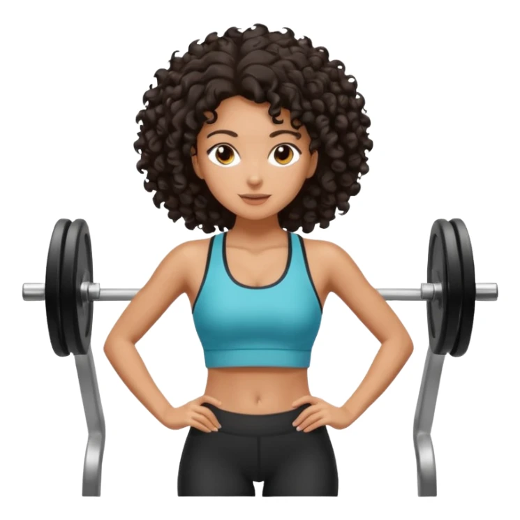 Treino de academia mulher morena de cabelos cacheados caindo nas costas sticker