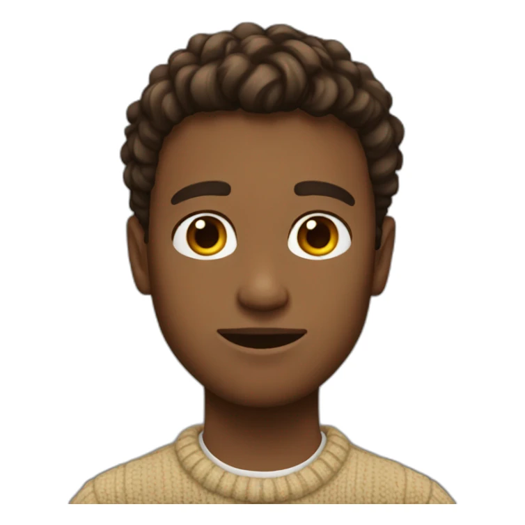 Guy with short sides brown wavy like hair and jumper sticker