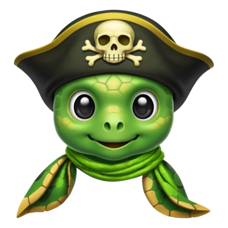 cute sea turtle wearing a lime pirate skull scarf sticker