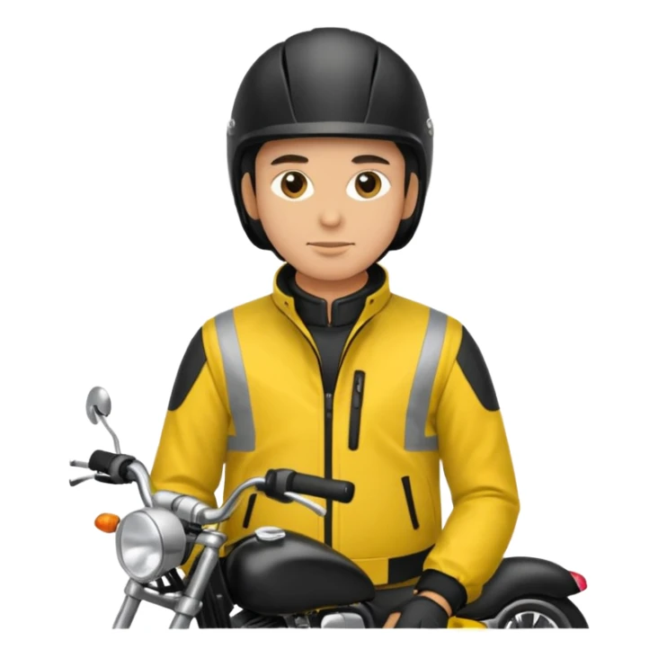 Biker in black helmet wearing yellow jacket sticker