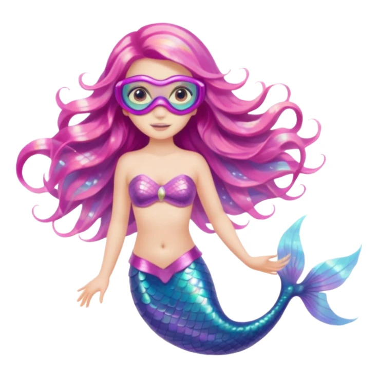 Mermaid wearing a light pink snorkel mask sticker