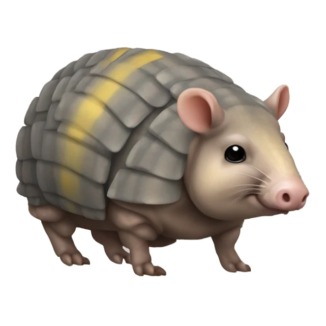 Mottled gray brown chubby armadillo pig with yellow and black and cute tiny eyes sticker