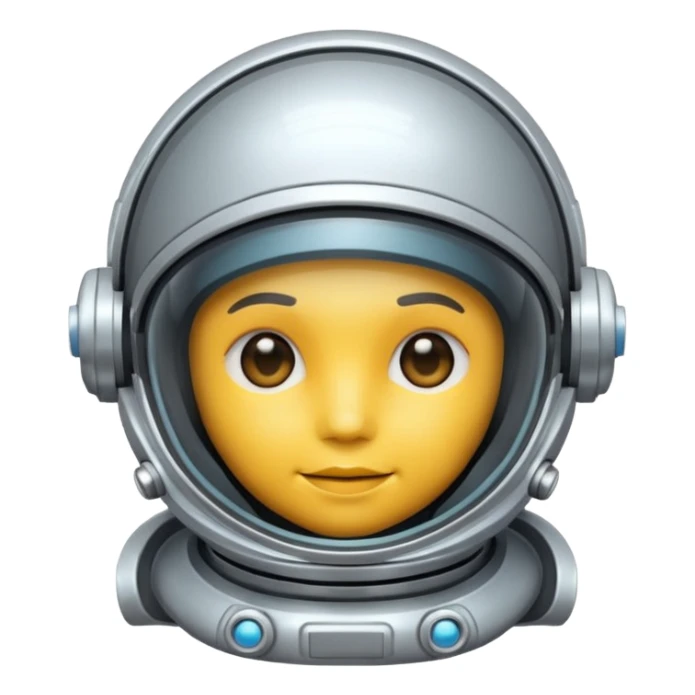 Futuristic astronaut helmet, sci-fi cartoon emoji, no background sticker