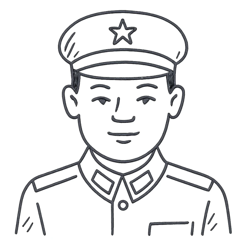 Chinese man in military uniform sticker