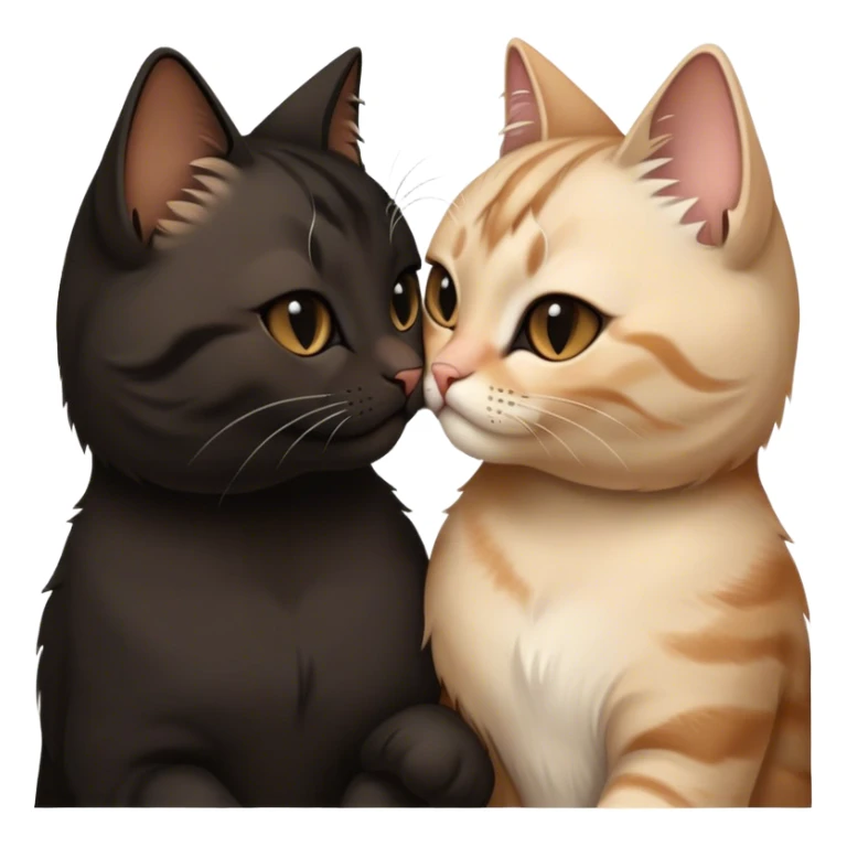 black and beige cats are kissing sticker