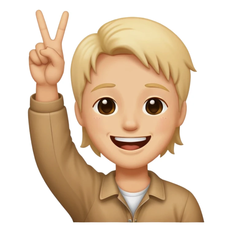 laughing emoji with tears coming out with peace sign sticker