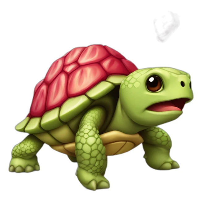 Tortue avec carapace fraise sticker