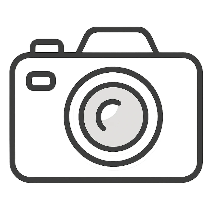simple light coloured camera icon, minimal design, white and light gray, transparent background sticker