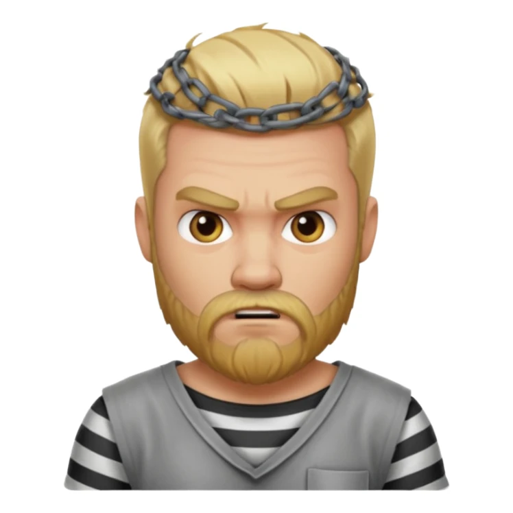 angry blonde tattooed bearded male prisoner sticker
