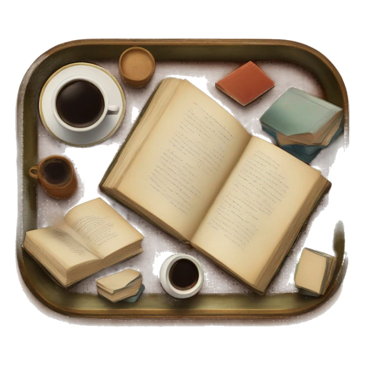 vintage tray with books and coffee  sticker