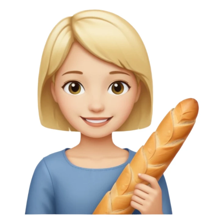 blond short hair girl holding a baguette sticker