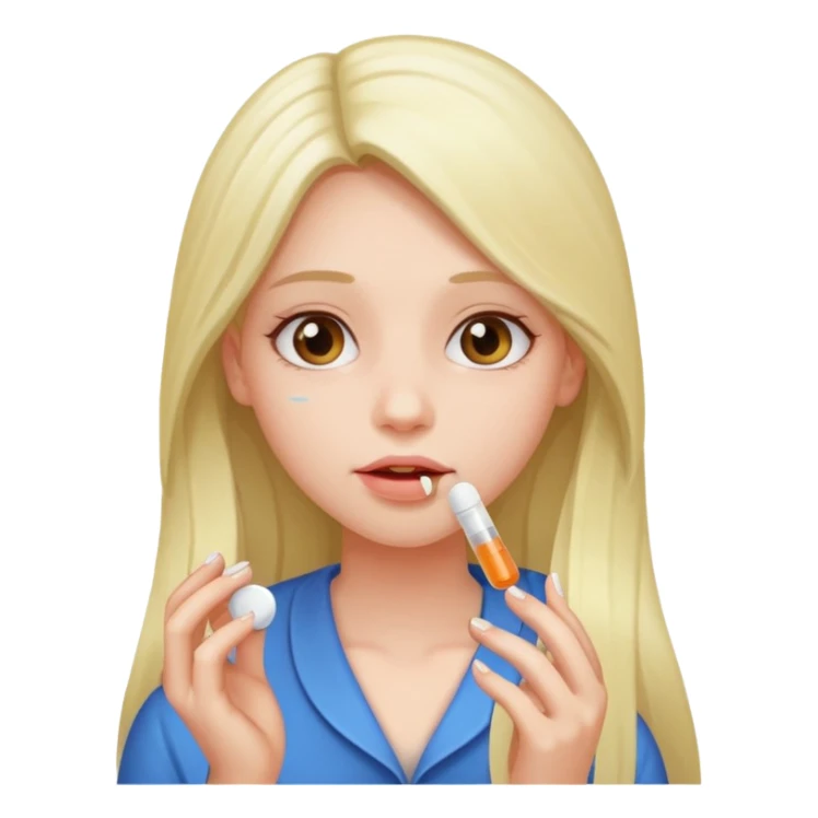 Girl taking pill sticker