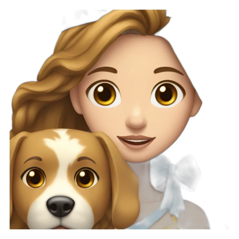 girl with blue eyes and a crown with a dog sticker