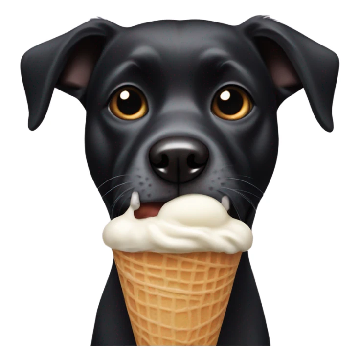 black dog eating ice cream   sticker