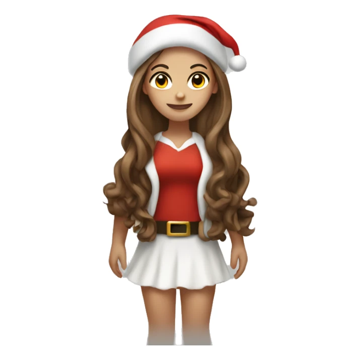 White girl with brown long hair Santa full body sticker