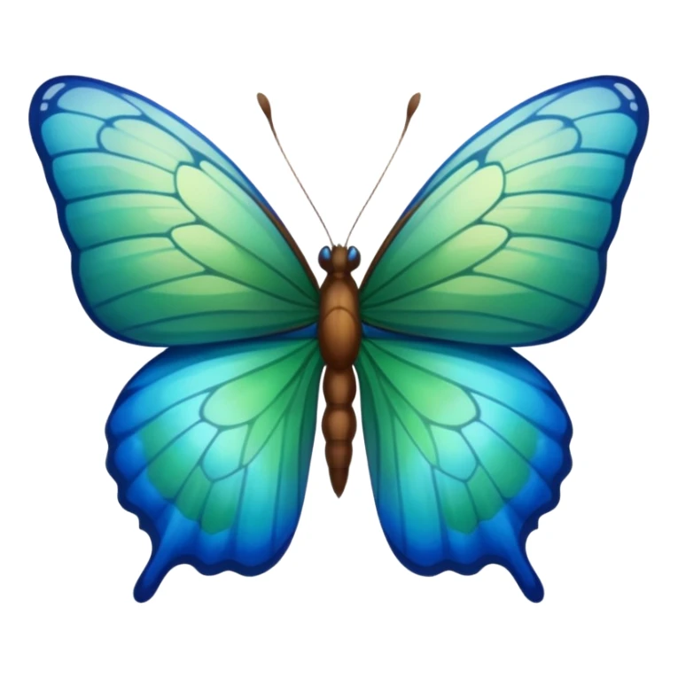 A butterfly with blue edges, green wings, and a brown body  sticker
