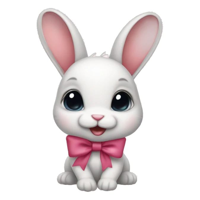 Baby bunny with coquette bow on ear sticker