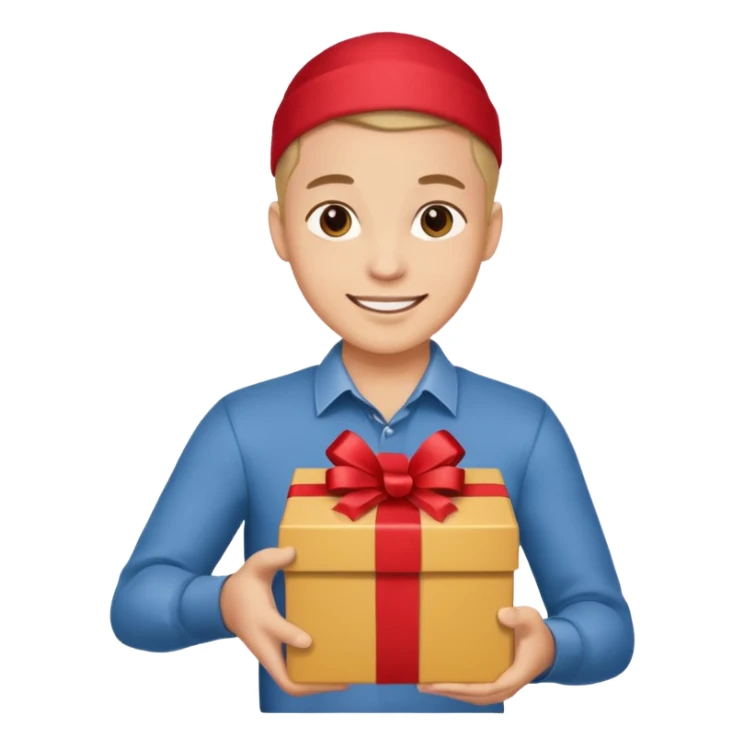 The smiling young man handed over his beautiful box. sticker