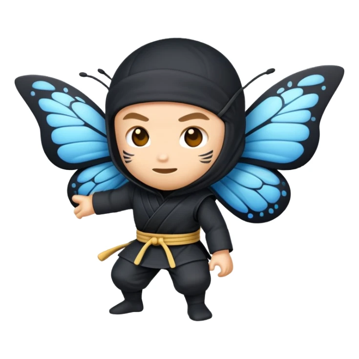 Crea un emoji para usar en WhatsApp con estos dos emoji 🥷🏻🦋. sticker