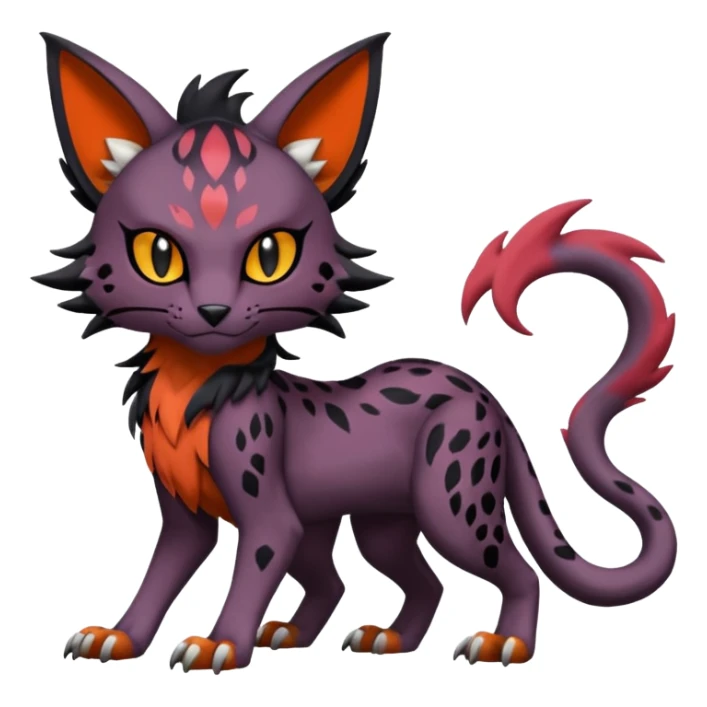 Dark dusky dull spooky realistic furry Liepard-Noivern-Litten-Sprigatito-Pokémon-fusion-creature (full body) sticker