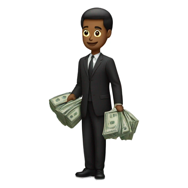 Man in black stripes carrying money sticker