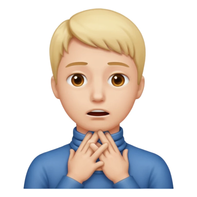 face with its hands choking its neck with the straight face  sticker