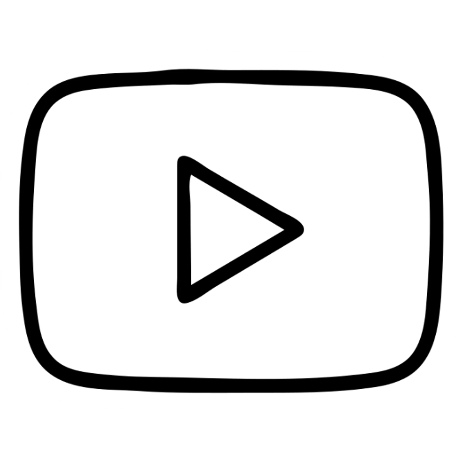 YouTube logo, minimalist black and white outline style sticker