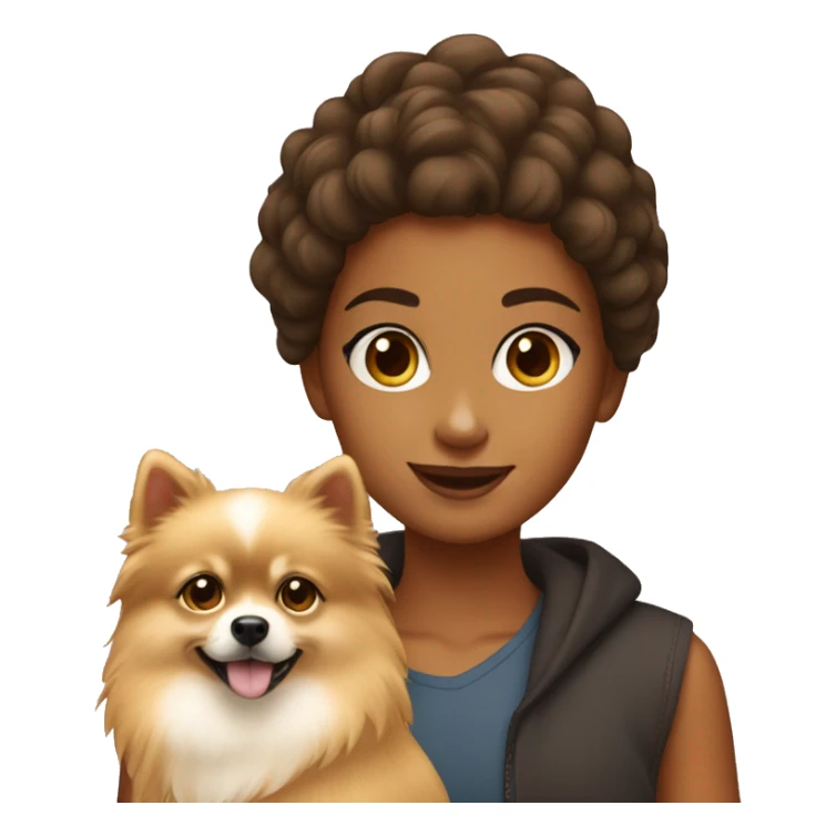 Young tanned girl with Pomeranian sticker