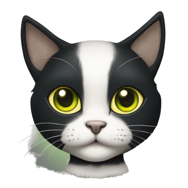 black cat with greenish yellow irises. upturned eyes full body normal shaped cat sticker