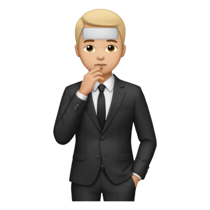 light skin man pensative, full body con la mano en el menton sticker