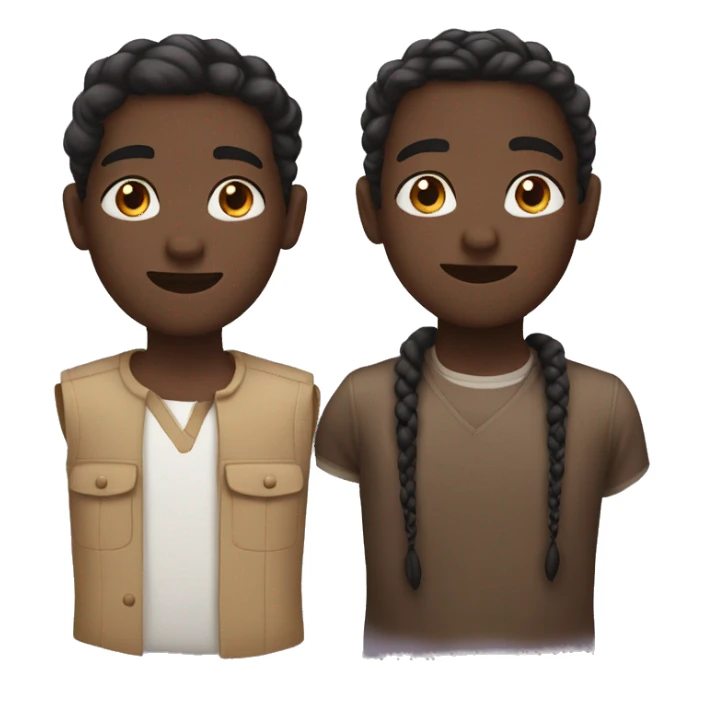 2 Brothers one with dark skin color and one with light and they both have braids sticker